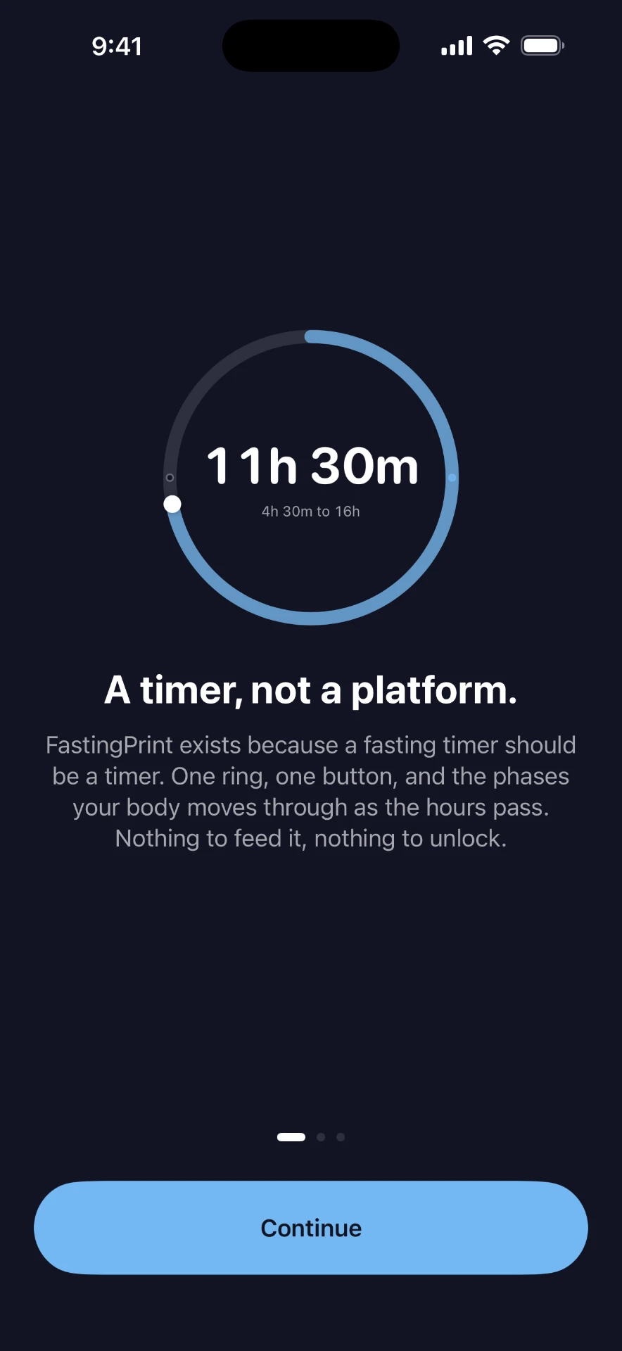 FastingPrint onboarding: a timer, not a platform