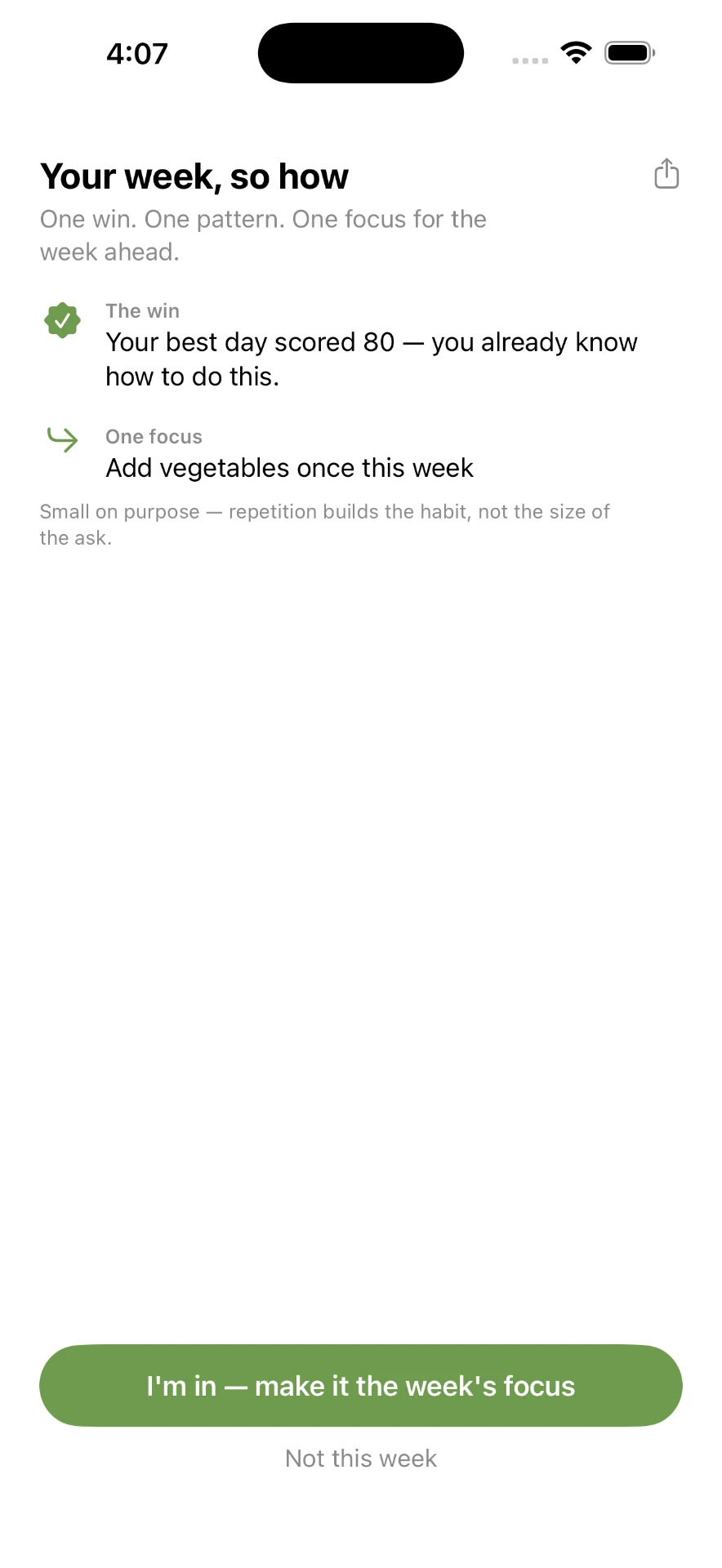 Your week, so how — one win, one pattern, one focus for the week ahead
