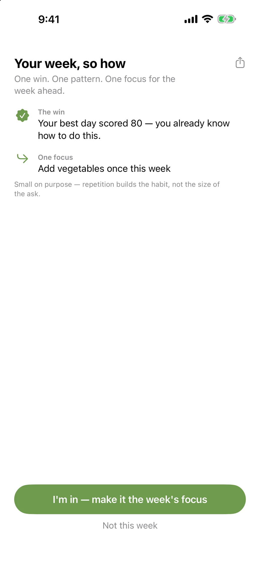 Your week, so how — one win, one pattern, one focus for the week ahead